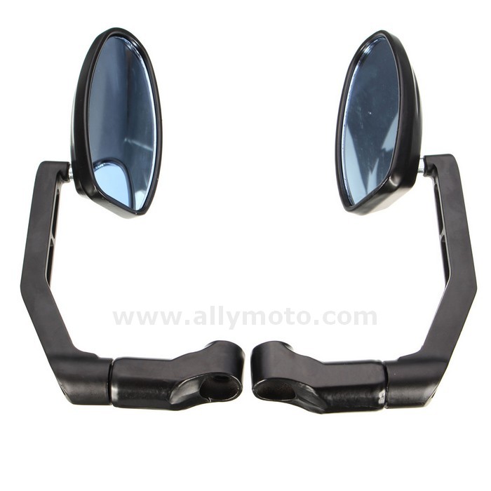 88 Universal Anti-Glare Glass Motorcycle Scooter Aluminum Oval L-Bar Rear View Mirror